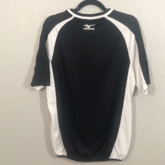 Mizuno Black & White Short Sleeve V-Neck Elastic Waist Biking Shirt size S - Picture 2 of 8